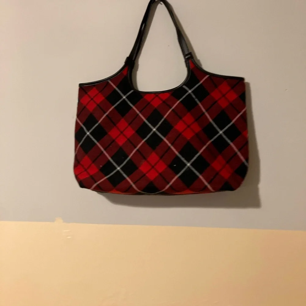 Victoria's Secret Red and Black Plaid Tote